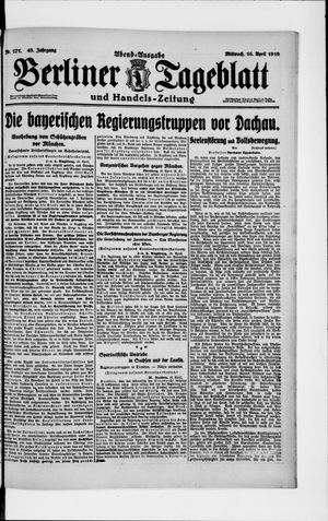 Berliner Tageblatt und Handels-Zeitung on Apr 16, 1919