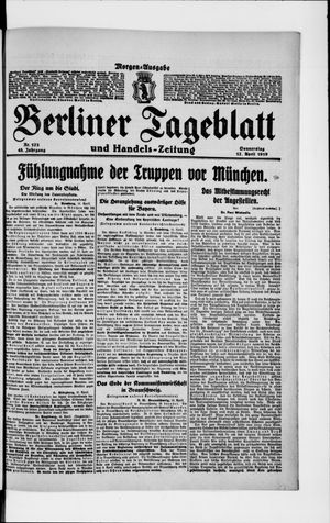 Berliner Tageblatt und Handels-Zeitung on Apr 17, 1919