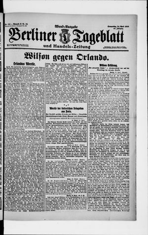 Berliner Tageblatt und Handels-Zeitung vom 24.04.1919