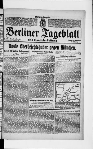 Berliner Tageblatt und Handels-Zeitung vom 27.04.1919