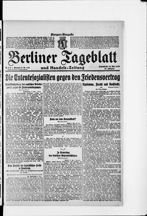 Berliner Tageblatt und Handels-Zeitung vom 10.05.1919