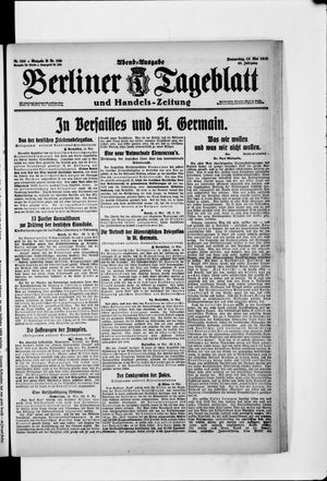 Berliner Tageblatt und Handels-Zeitung on May 15, 1919