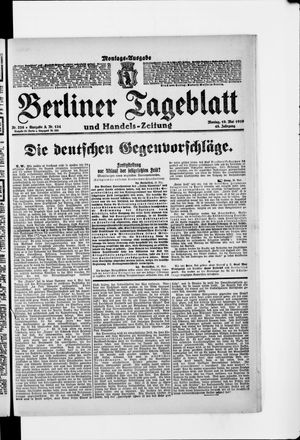 Berliner Tageblatt und Handels-Zeitung vom 19.05.1919