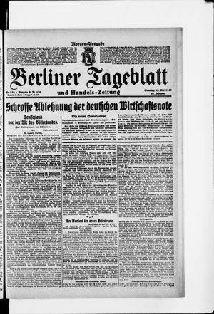 Berliner Tageblatt und Handels-Zeitung vom 25.05.1919