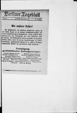 Berliner Tageblatt und Handels-Zeitung vom 14.06.1919