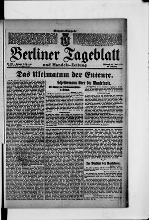 Berliner Tageblatt und Handels-Zeitung vom 18.06.1919