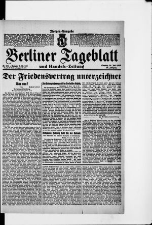 Berliner Tageblatt und Handels-Zeitung vom 29.06.1919