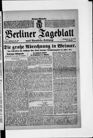 Berliner Tageblatt und Handels-Zeitung vom 26.07.1919