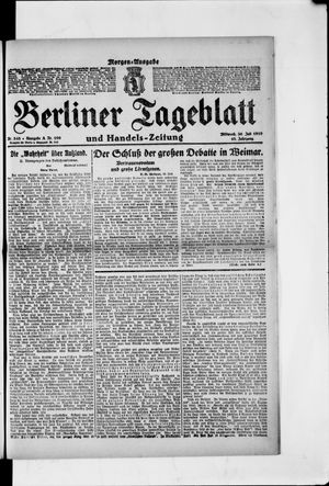 Berliner Tageblatt und Handels-Zeitung on Jul 30, 1919