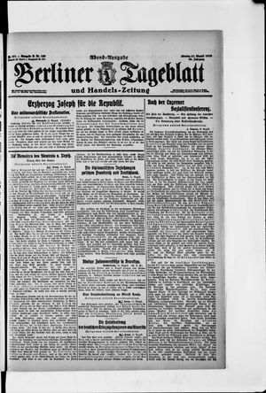 Berliner Tageblatt und Handels-Zeitung vom 11.08.1919