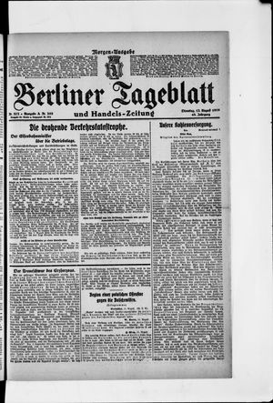 Berliner Tageblatt und Handels-Zeitung on Aug 12, 1919