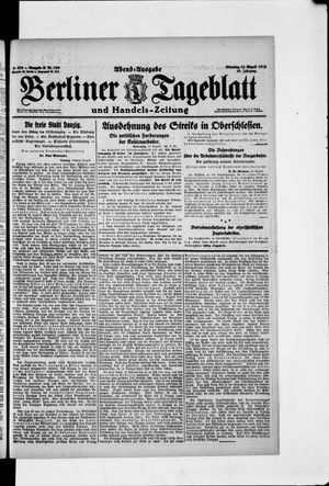 Berliner Tageblatt und Handels-Zeitung on Aug 12, 1919