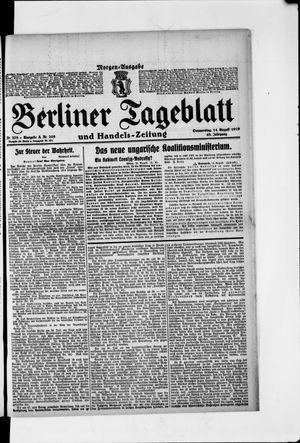 Berliner Tageblatt und Handels-Zeitung vom 14.08.1919