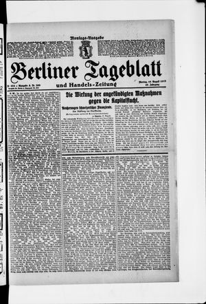 Berliner Tageblatt und Handels-Zeitung vom 18.08.1919