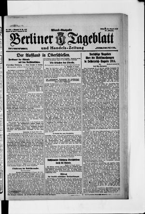 Berliner Tageblatt und Handels-Zeitung vom 20.08.1919