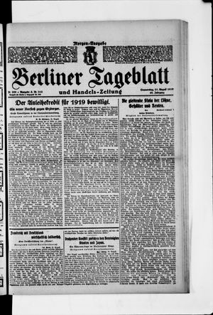 Berliner Tageblatt und Handels-Zeitung vom 21.08.1919