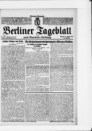 Berliner Tageblatt und Handels-Zeitung vom 27.08.1919