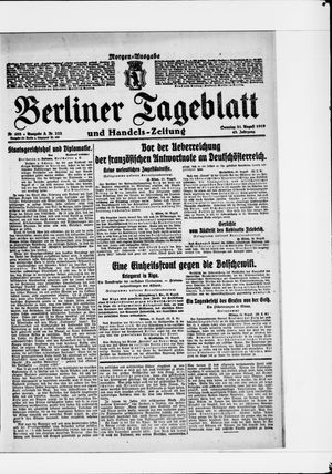 Berliner Tageblatt und Handels-Zeitung vom 31.08.1919
