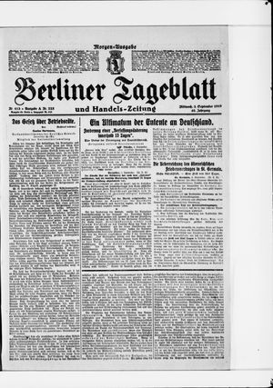 Berliner Tageblatt und Handels-Zeitung vom 03.09.1919