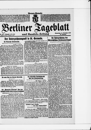 Berliner Tageblatt und Handels-Zeitung vom 11.09.1919