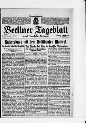 Berliner Tageblatt und Handels-Zeitung vom 12.09.1919
