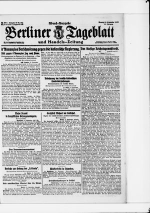 Berliner Tageblatt und Handels-Zeitung vom 15.09.1919