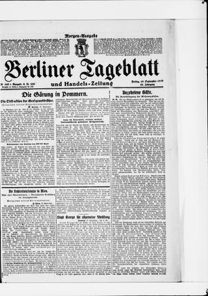 Berliner Tageblatt und Handels-Zeitung vom 19.09.1919