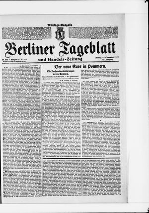 Berliner Tageblatt und Handels-Zeitung vom 22.09.1919
