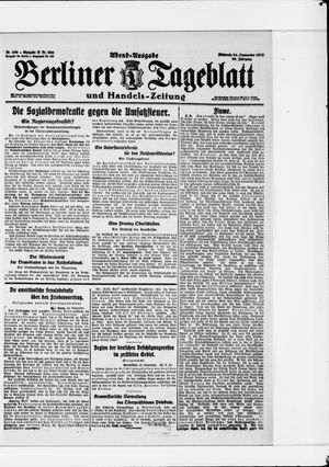 Berliner Tageblatt und Handels-Zeitung vom 24.09.1919