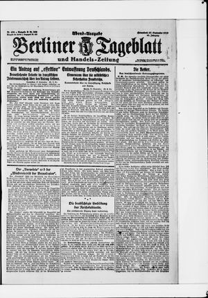 Berliner Tageblatt und Handels-Zeitung vom 27.09.1919