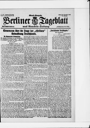 Berliner Tageblatt und Handels-Zeitung vom 29.09.1919