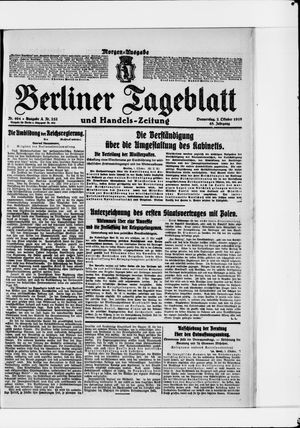 Berliner Tageblatt und Handels-Zeitung on Oct 2, 1919
