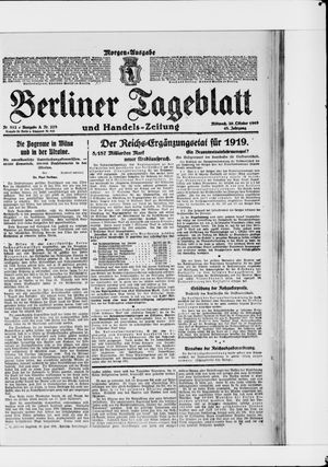 Berliner Tageblatt und Handels-Zeitung vom 29.10.1919