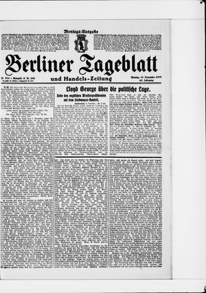 Berliner Tageblatt und Handels-Zeitung vom 10.11.1919