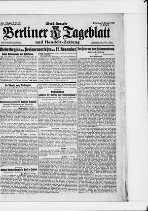 Berliner Tageblatt und Handels-Zeitung vom 13.11.1919