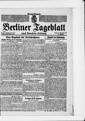 Berliner Tageblatt und Handels-Zeitung vom 14.11.1919