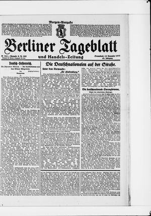 Berliner Tageblatt und Handels-Zeitung vom 15.11.1919
