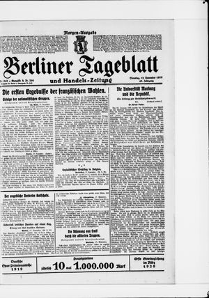 Berliner Tageblatt und Handels-Zeitung vom 18.11.1919