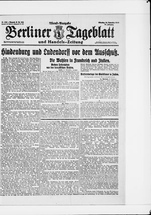 Berliner Tageblatt und Handels-Zeitung on Nov 18, 1919