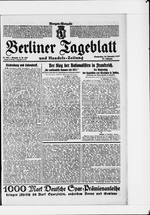 Berliner Tageblatt und Handels-Zeitung vom 20.11.1919