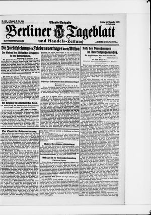 Berliner Tageblatt und Handels-Zeitung vom 21.11.1919