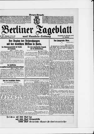 Berliner Tageblatt und Handels-Zeitung vom 22.11.1919