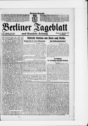 Berliner Tageblatt und Handels-Zeitung vom 24.11.1919