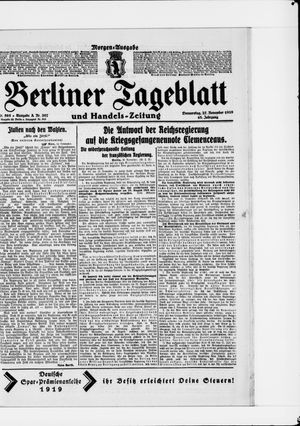 Berliner Tageblatt und Handels-Zeitung vom 27.11.1919