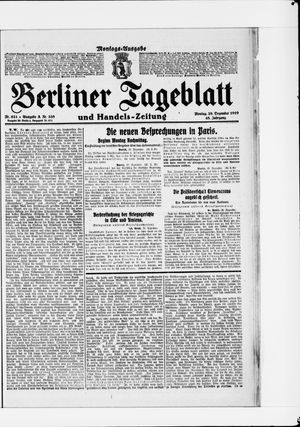 Berliner Tageblatt und Handels-Zeitung vom 29.12.1919
