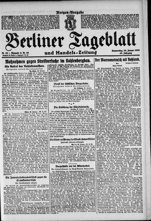 Berliner Tageblatt und Handels-Zeitung on Jan 29, 1920