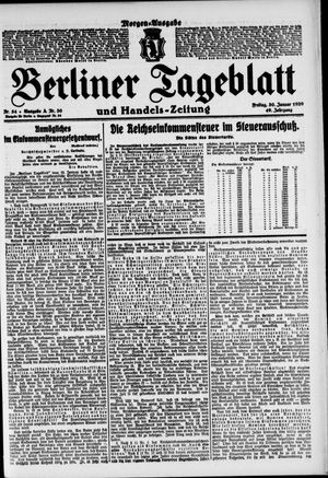 Berliner Tageblatt und Handels-Zeitung on Jan 30, 1920