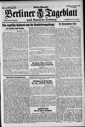 Berliner Tageblatt und Handels-Zeitung on Feb 12, 1920