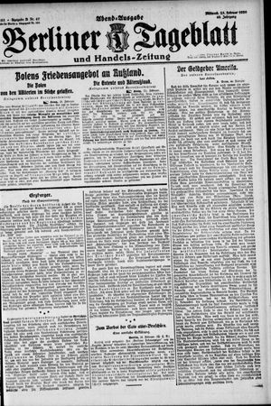 Berliner Tageblatt und Handels-Zeitung on Feb 25, 1920