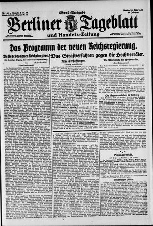 Berliner Tageblatt und Handels-Zeitung vom 29.03.1920